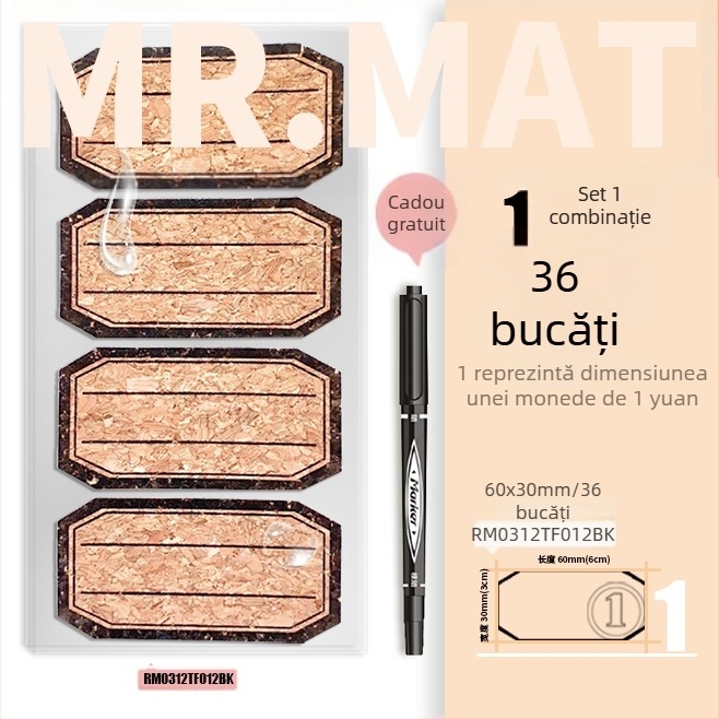 Etichetă din plută – autocolant, imprimată, stil coreean, impermeabilă pentru etichete de ulei esențial și etichetarea paharelor