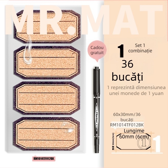 Etichetă din plută – autocolant, imprimată, stil coreean, impermeabilă pentru etichete de ulei esențial și etichetarea paharelor