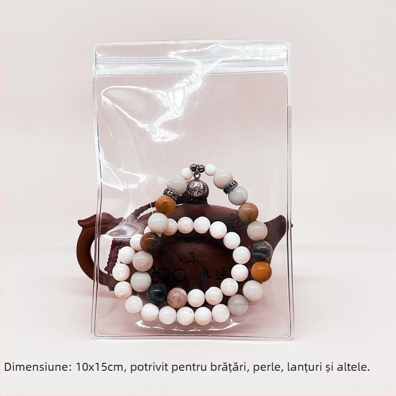 Pungă sigilată transparentă din PVC pentru depozitarea brățărilor și bijuteriilor, PVC anti-oxidant, material întărit, lungime sigilare 1–1,5 cm, origine: Wenzhou, Zhejiang