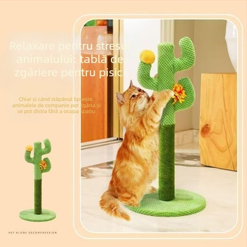 Placă și stâlp de zgâriere pentru pisici în formă de cactus – Material: pânză, Stil drăguț, Marca: Altul, Fără import
