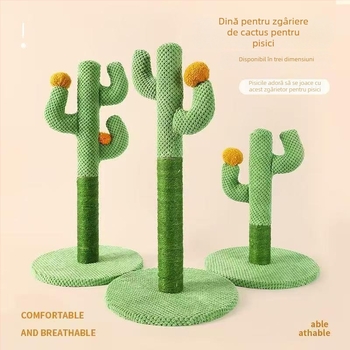 Placă și stâlp de zgâriere pentru pisici în formă de cactus – Material: pânză, Stil drăguț, Marca: Altul, Fără import