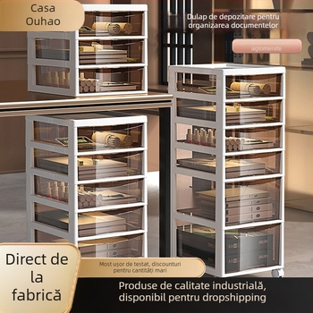 Raft de depozitare sub birou, cu 9+ niveluri — mobil, din plastic, montaj la podea