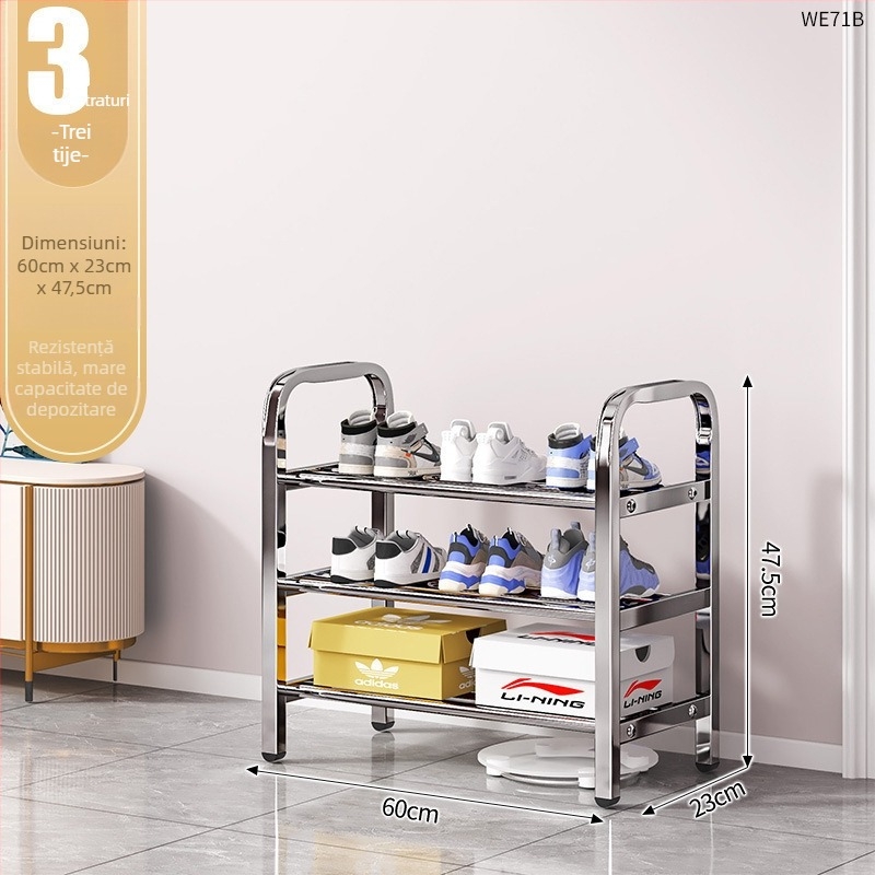 Raft pentru pantofi din oțel inoxidabil, cu mai multe niveluri pentru holul de la intrare, model 16541231, peste 10 niveluri, design modern minimalist