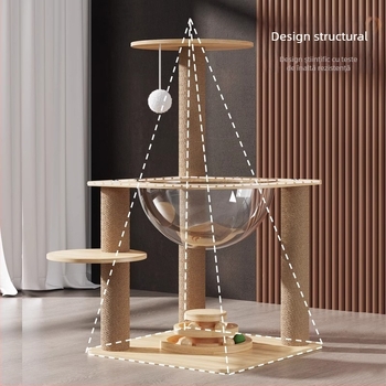 Arbore pentru pisici în formă de capsulă spațială, cu structură de cățărare integrată, cu cuib și platformă rotativă (Material: Alt; Stil: Minimalist; Brand: Nothing)