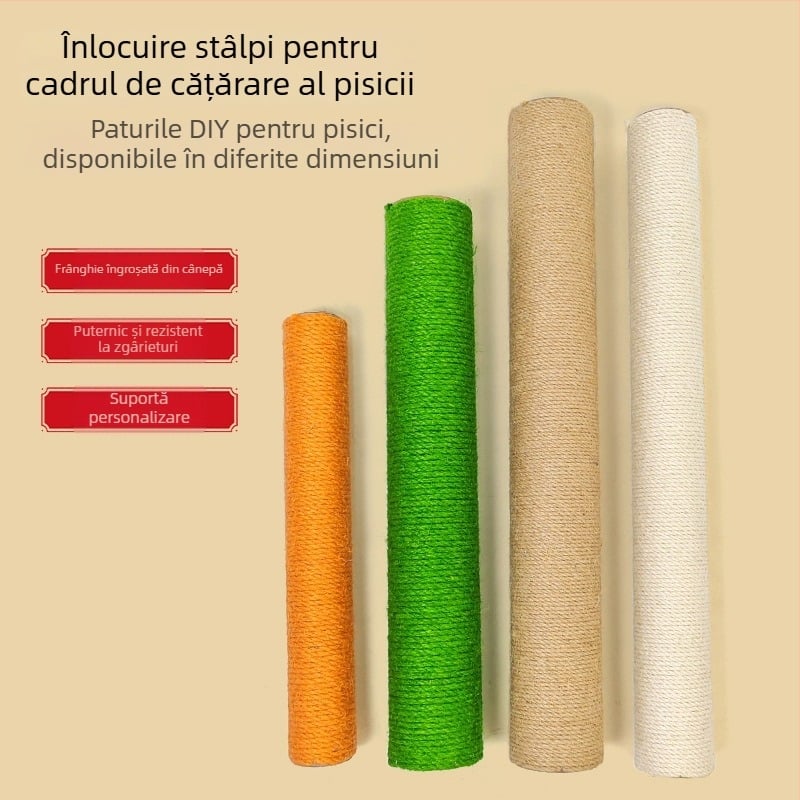 Coloană pentru cățărat pisici – Țeavă din carton Kraft + sfoară din cânepă, stil simplu, brand Meow Meaning