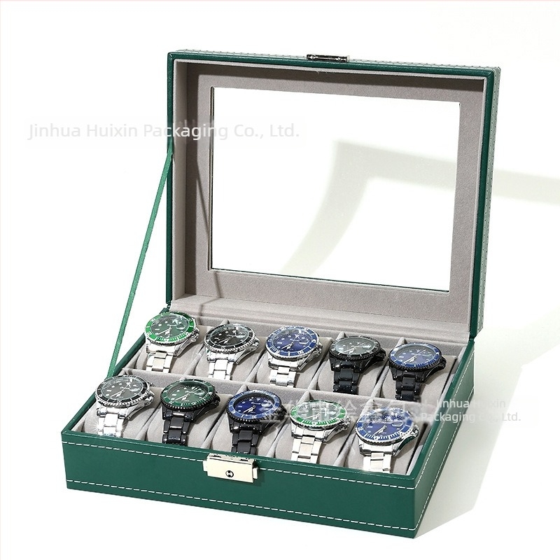 Cutie pentru ceasuri, din lemn, cu căptușeală din velur, marcă Xin, ambalare în cutie