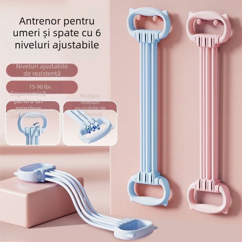 ILOOVE Bandă de Rezistență cu 6 Niveluri Reglabile, Formă de 8 (Figure-8), Șase Fibre, Material PPE