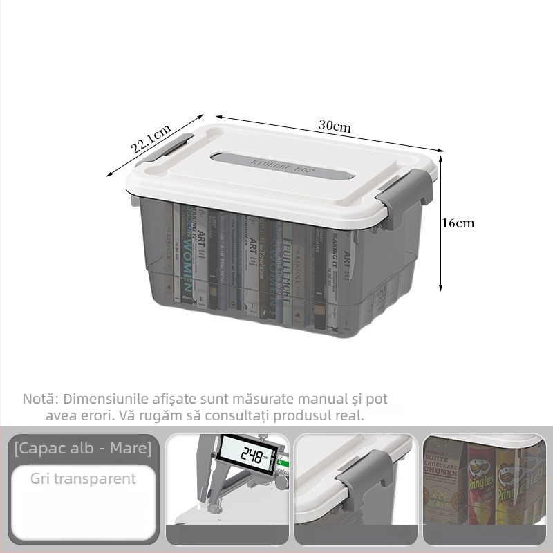 Cutie transparentă din PP pentru depozitare, cu mâner, deschidere snap, modele JLSD01/02/03/04