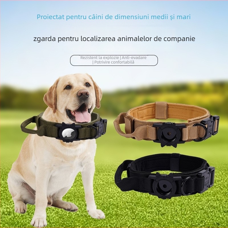 Colier tactică AirTag – husă protecție pentru câini | Denim | Model monocrom | Potrivit pentru toate sezoanele | Etichetă privată licențiată