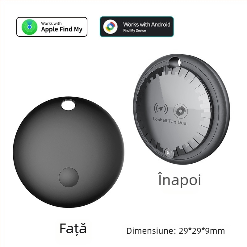 Localizator de obiecte F03c | Baterie 210 mAh • Distanță wireless 50 m • Dimensiuni 29×29×9 mm • Greutate 7,2 g