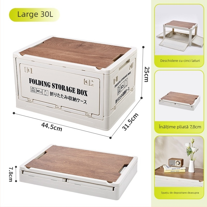 Cutie pliabilă de depozitare din PP pentru utilizare în mașină, capacitate 30L/55L, multifuncțională