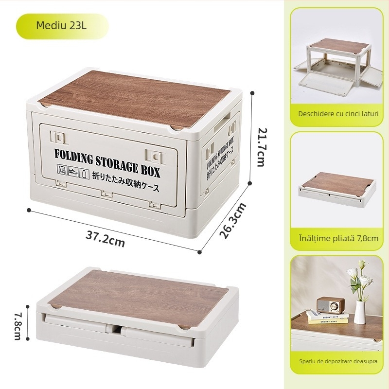 Cutie pliabilă de depozitare din PP pentru utilizare în mașină, capacitate 30L/55L, multifuncțională