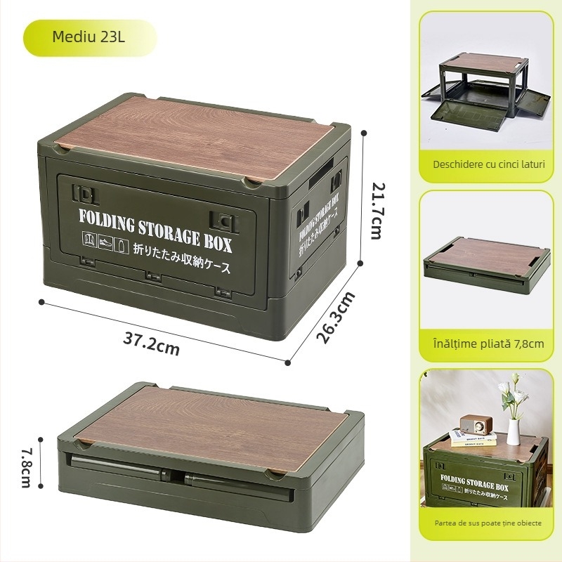 Cutie pliabilă de depozitare din PP pentru utilizare în mașină, capacitate 30L/55L, multifuncțională