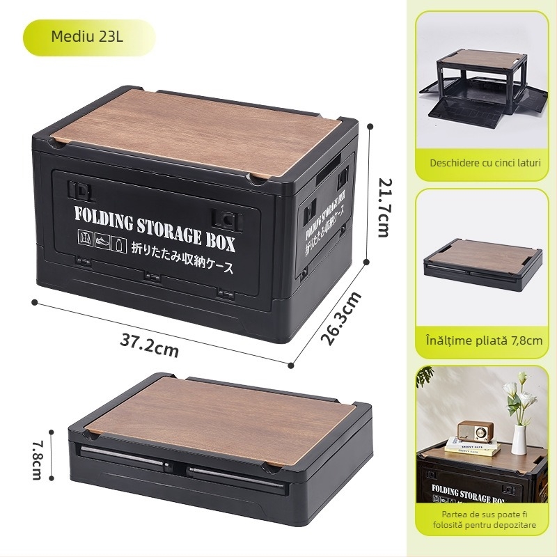 Cutie pliabilă de depozitare din PP pentru utilizare în mașină, capacitate 30L/55L, multifuncțională