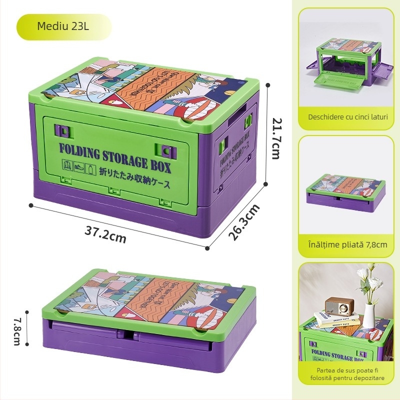 Cutie pliabilă de depozitare din PP pentru utilizare în mașină, capacitate 30L/55L, multifuncțională