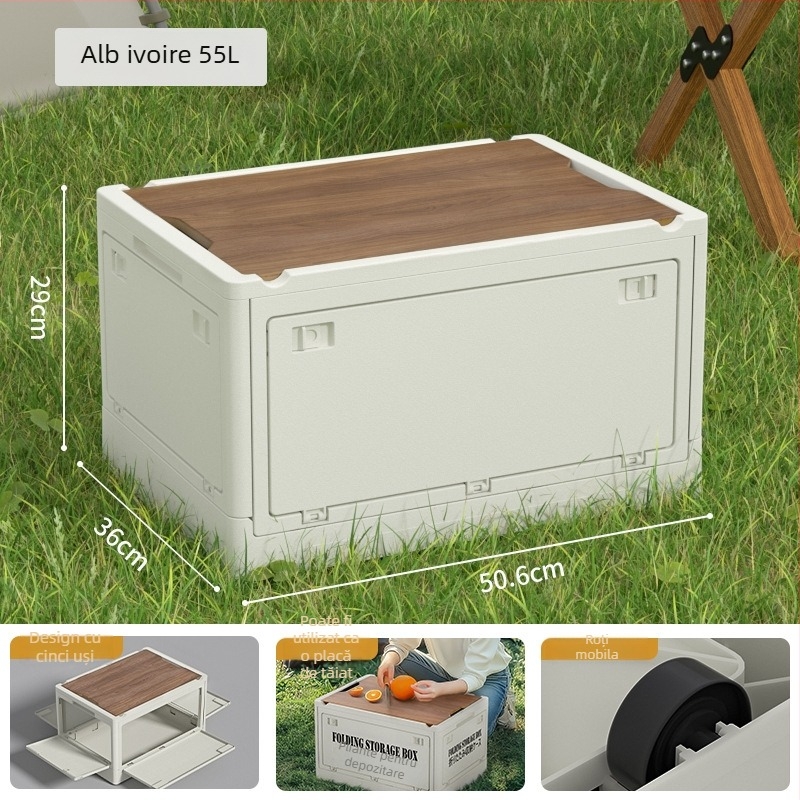 Cutie pliabilă de depozitare din PP pentru utilizare în mașină, capacitate 30L/55L, multifuncțională