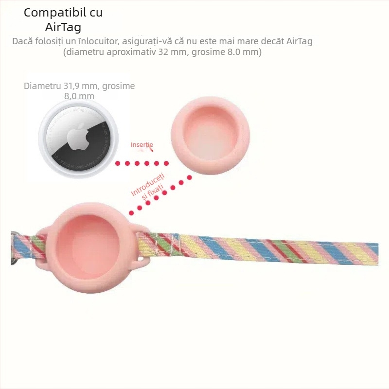 Colier pentru pisici cu urmărire AirTag, model desen animat, piele sintetică, pentru pisici, stil lejer, potrivit pentru toate anotimpurile