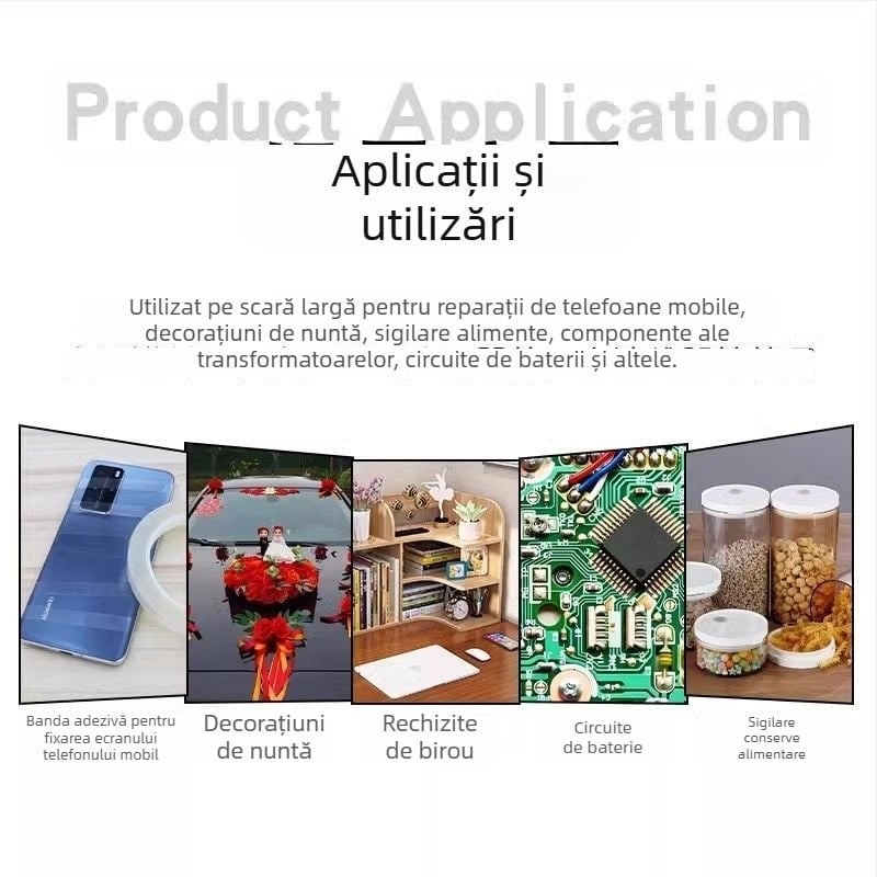 Bandă de fixare a ecranelor pentru telefoane și tablete – Reparație a ecranelor deformate, bandă de fixare a ramei din spate (Material de bază: PET; Grosime: 0,055 mm; Sistem de adeziv: acrilic; Miez: cauciuc; Viscozitate: mare)