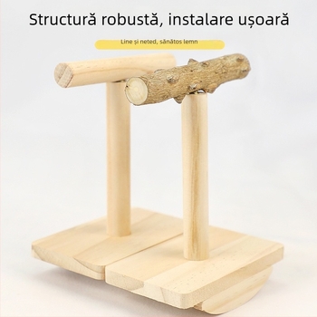 Jucărie pentru papagal cu platformă din lemn Zanthoxylum, bețișor de mestecat și funcție de zdruncinare