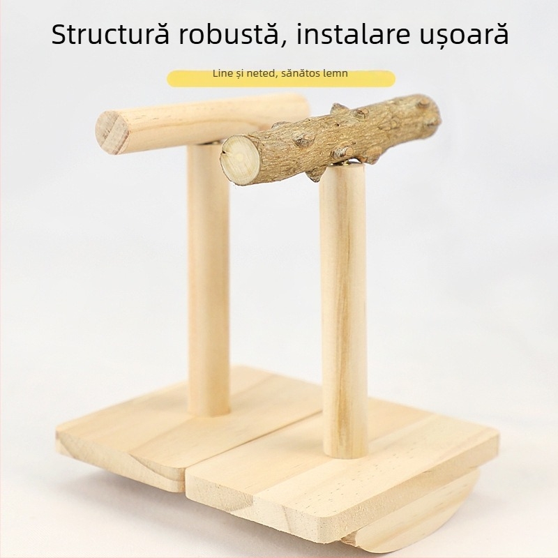 Jucărie pentru papagal cu platformă din lemn Zanthoxylum, bețișor de mestecat și funcție de zdruncinare