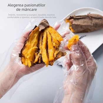 Mănuși de unică folosință pentru alimentație — transparente, îngroșate, anti-derapare, imprimare logo disponibil (îngroșate, transparente, anti-derapare, imprimare logo disponibil)