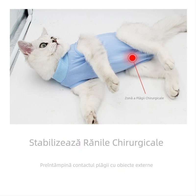 Îmbrăcăminte postoperatorie pentru pisici, recuperare după sterilizare, respirabilă, elastică, anti-lingere, din bumbac, Dalton Family