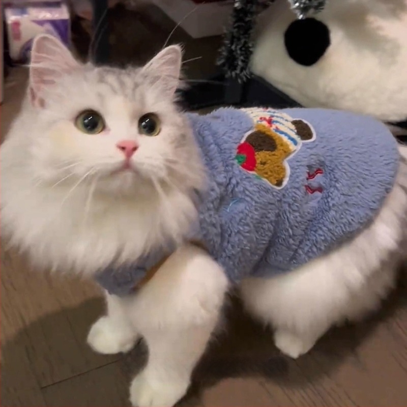 Vesta pentru animale de companie, material coral fleece, stil desen animat, potrivire universală