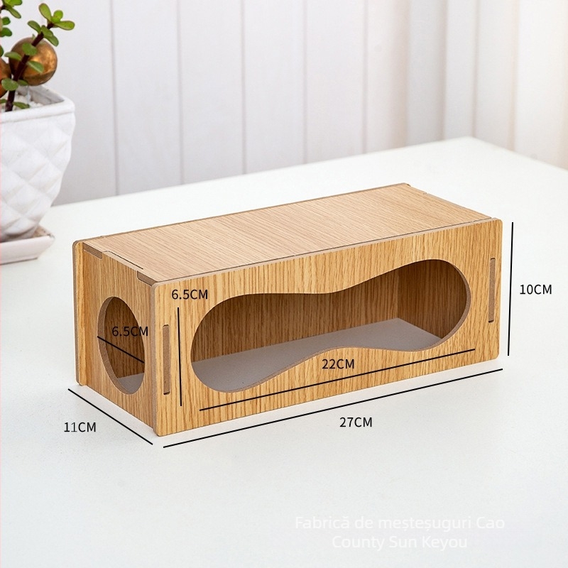 Tunel subteran pentru hamster cu adăpost de peșteră; materiale: lemn de plop și placă cu densitate înaltă; categoria: accesorii pentru animale de companie