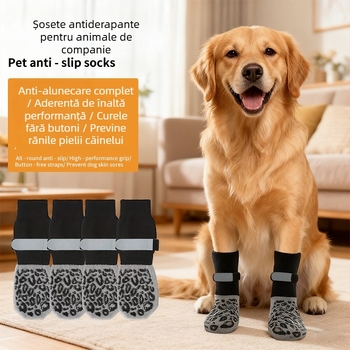 Șosete pentru animale de companie (câini și pisici) cu model în dungă, material silicon/amestec, țesătură warp-knit, finisaj emboss