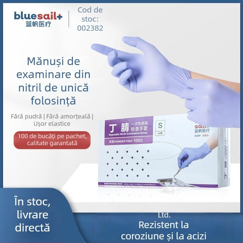 Mănuși nitrilice de unică folosință Blue Sail Medical – protecție cu calitate medicală pentru inspecții în gospodărie și curățenie (material: nitril; clasă: medicală)
