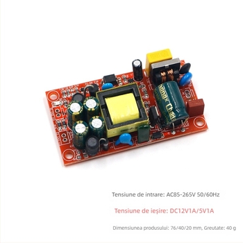 Sursă de alimentare izolată cu două ieșiri, intrare 220V, ieșiri 5V1A și 12V1A, modul AC-DC reglat, durabil