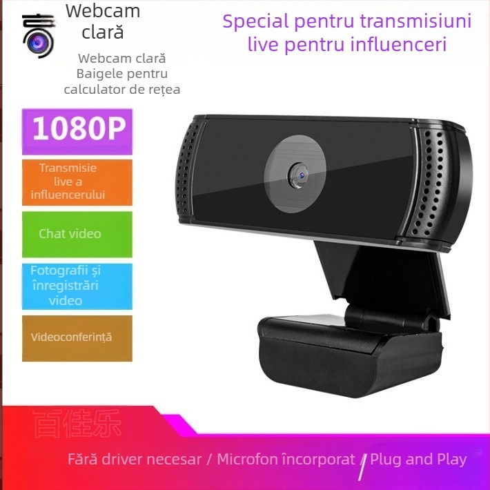 Cameră USB pentru desktop, senzor 0,8 MP, rezoluție maximă 1600x1200, 30 FPS, USB plug-and-play