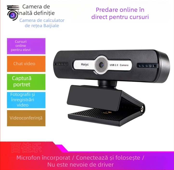 Cameră USB pentru desktop, senzor 0,8 MP, rezoluție maximă 1600x1200, 30 FPS, USB plug-and-play