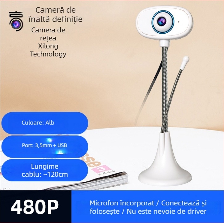 Cameră USB pentru desktop, senzor 0,8 MP, rezoluție maximă 1600x1200, 30 FPS, USB plug-and-play