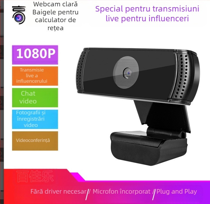 Cameră USB pentru desktop, senzor 0,8 MP, rezoluție maximă 1600x1200, 30 FPS, USB plug-and-play