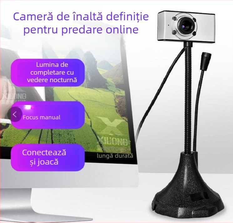 Cameră USB pentru desktop, senzor 0,8 MP, rezoluție maximă 1600x1200, 30 FPS, USB plug-and-play