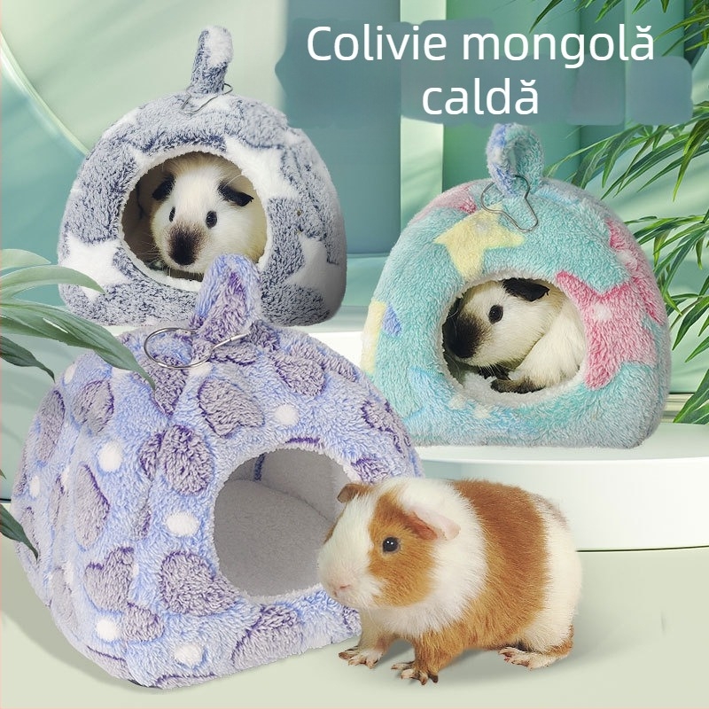 Mingtu cuib din bumbac pentru animale mici – pat cald de iarnă pentru hamster, porcușor de Guineea și iepure pitic