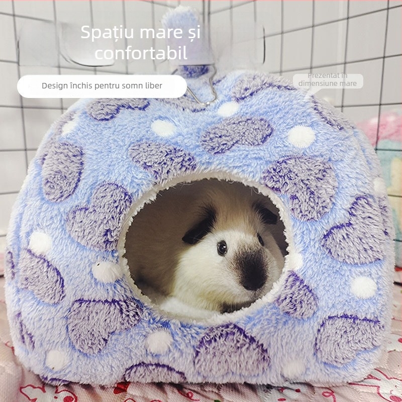 Mingtu cuib din bumbac pentru animale mici – pat cald de iarnă pentru hamster, porcușor de Guineea și iepure pitic