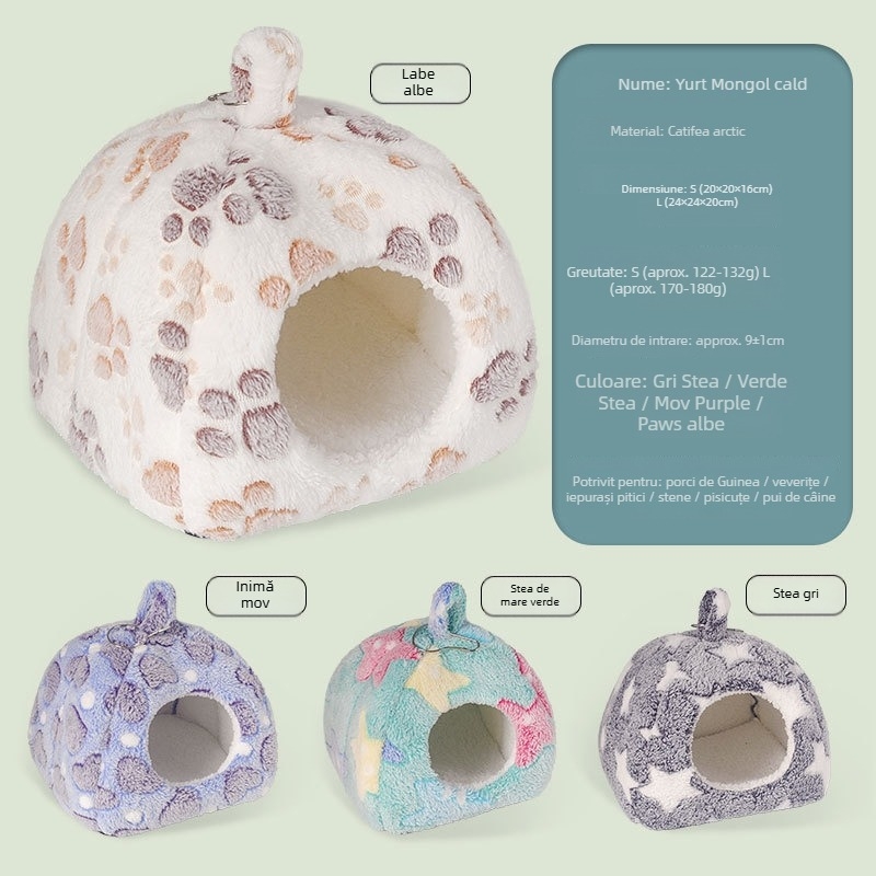 Mingtu cuib din bumbac pentru animale mici – pat cald de iarnă pentru hamster, porcușor de Guineea și iepure pitic