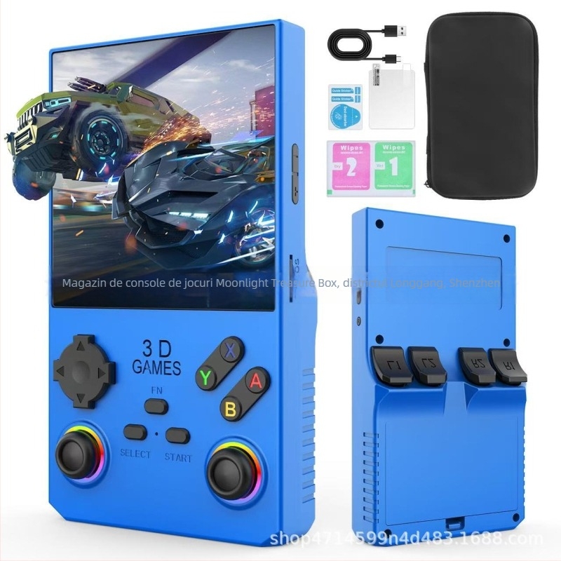 Consolă portabilă de jocuri cu sistem Linux open-source, 256GB memorie, conectivitate wireless, suport Android, MP4 player