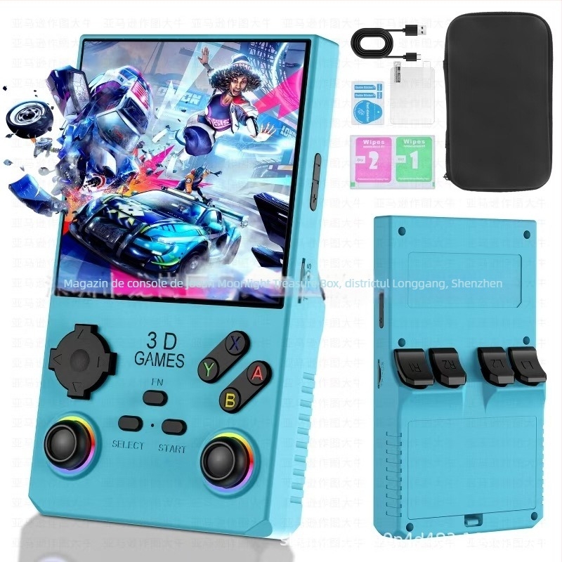Consolă portabilă de jocuri cu sistem Linux open-source, 256GB memorie, conectivitate wireless, suport Android, MP4 player