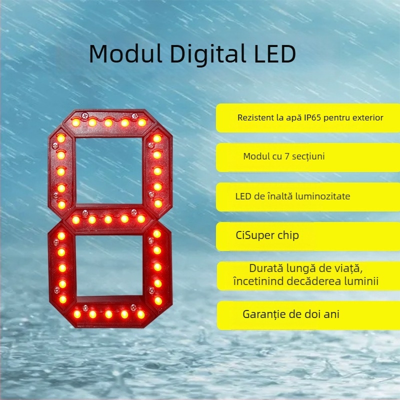 Segment LED digital impermeabil pentru stilou – Montaj încastrat, Afișaj static monocrom, Personalizare disponibilă, Alimentare 110–220V AC / 12V DC
