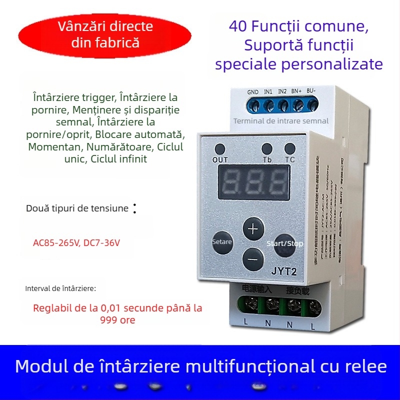 Modul temporizator de tip șină, multifuncțional, cu numărător de declanșări