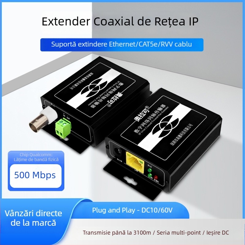 Convertor video — Transmițător/Extender coaxial pentru rețeaua PLC a liftului, 720p, Nu este suportată trezirea la distanță, Nu este suportată gestionarea energiei, Model 705