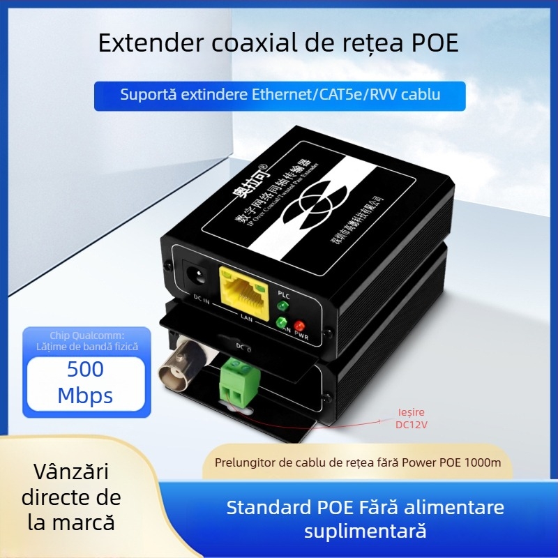 Convertor video — Transmițător/Extender coaxial pentru rețeaua PLC a liftului, 720p, Nu este suportată trezirea la distanță, Nu este suportată gestionarea energiei, Model 705
