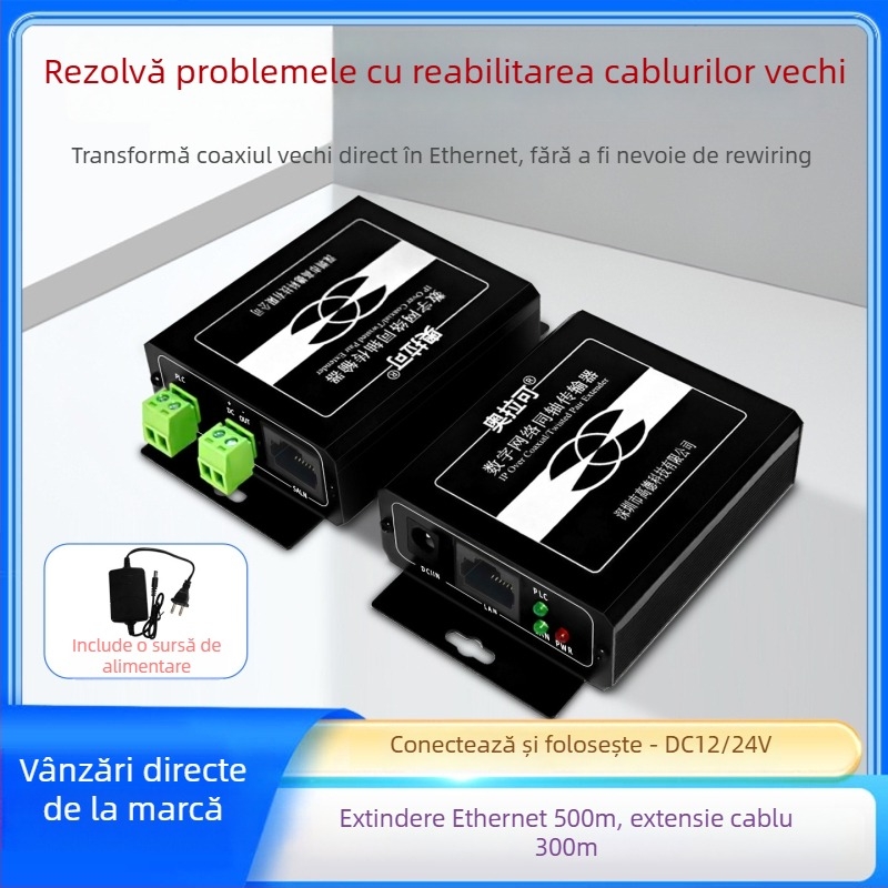 Convertor video — Transmițător/Extender coaxial pentru rețeaua PLC a liftului, 720p, Nu este suportată trezirea la distanță, Nu este suportată gestionarea energiei, Model 705