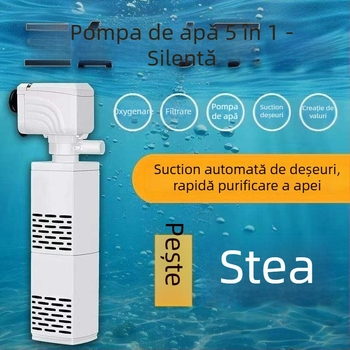 Sistem de filtrare și circulație pentru acvariu, cu pompă încorporată pentru curățarea fecalelor, oxigenare 3-în-1, funcționare silențioasă și separare a fecalelor