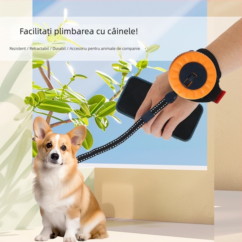 Xinmeilong Lesă de mână pentru animale de companie – Lesă automată retractabilă pentru pisici, din plastic