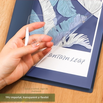 Caiet cu foi detașabile, copertă din piele moale transparentă, bloc de notițe detașabil, Dowling hârtie, 60 de coli, 8 găuri