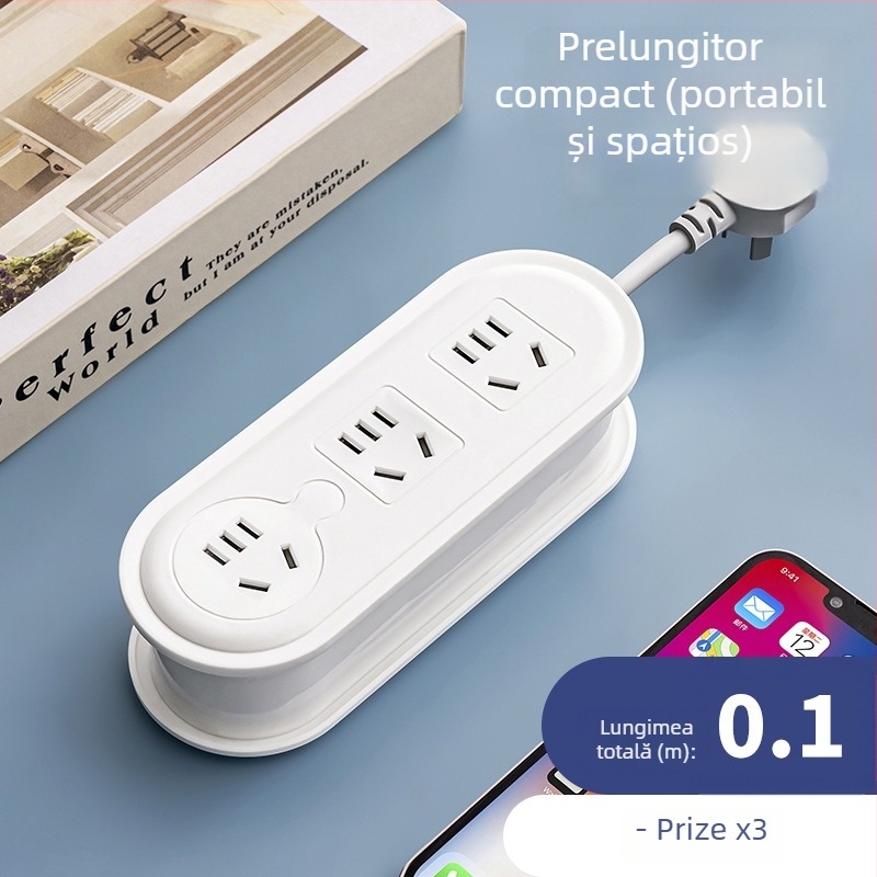 Priză de voiaj cu încărcare USB, lampă de noapte și spațiu pentru rularea cablului; tensiune 110-250V, putere până la 2500W, conductor de cupru, carcasă PP, certificat CCC